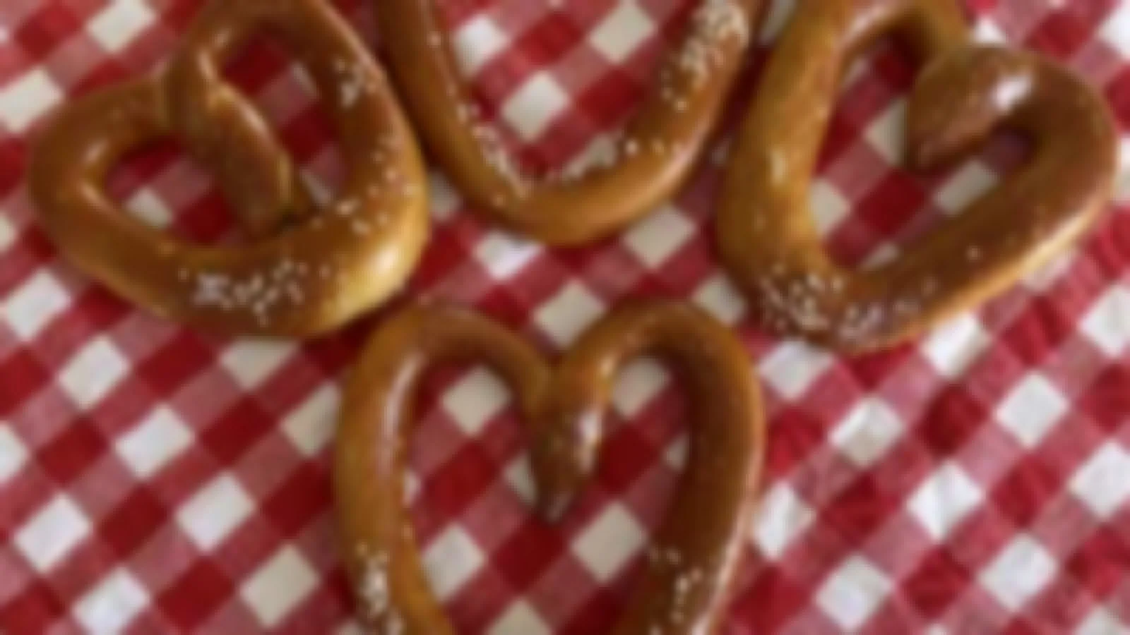 Handmade German soft pretzels (Brezels) on the stall at the Amberley Farmers Market